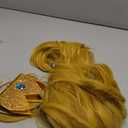 Blonde Curly Princess Costume Wig Set Long Blonde Wave Princess Cosplay Wigs with Bangs 25.6'' Light Golden Synthetic Hair for Women Halloween Party