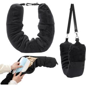 Stuffable Travel Pillow for Extra Luggage, Velvet Travel Neck Pillow Storage Bag with Adjustable Neck Size, Fits Up to 3 Days Travel Essentials Multifunctional U-Shapes Pillow
