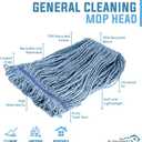 KLEEN HANDLER General Cleaning Mop Heavy Duty Commercial Replacement, Wet Industrial Blue Cotton Looped End String Head Refill (Pack of 3)