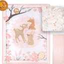 The Peanutshell 3 Piece Baby Crib Bedding Set for Girls - Newborn, Infant & Toddler Nursery Bed Set Decor with Fitted Crib Sheet, Dust Ruffle Comforter - Fairytale Forest