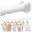 Closet Rods for Hanging Clothes, 17 to 69 Inches Stepless Adjustable Metal Closet Rod, 1.3 Inches Heavy Duty Clothes Hanging Rod for Closet Wardrobes Laundry RV, White