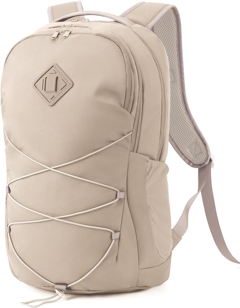 WANDF 15.6-Inch Laptop Backpack for Women, Travel Backpack Water-Resistant Lightweight College Backpack for Work Casual Business Weekender (Khaki)