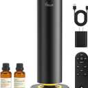 MQLMF Waterless Diffuser,1500 Sq Ft,Ring Ambient Light,Rechargeable Wireless, Aluminum,Remote Control&Touch Buttons,Adjustable Fragrance Intensity&Timer,Hotel Collection Scent Machine  Black