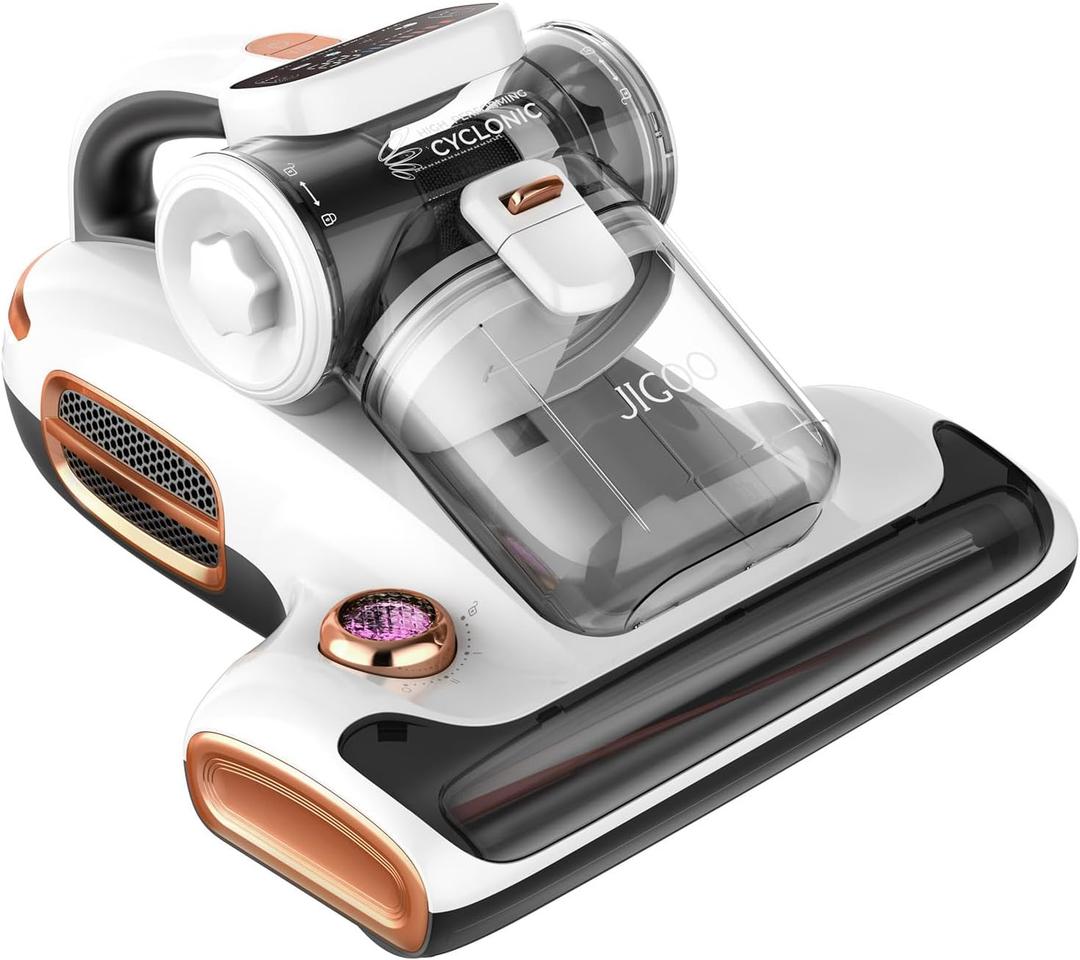 Mattress Vacuum Cleaner with UV-C Light, 15Kpa Suction 700W Powerful Double-Cup Handheld Vacuums, Bed Cleaner with Smart Dust Sensor, Ultrasonic, Heating Tech, HEPA Filter, T600, White