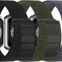 3 Pack Sport Bands Compatible with Apple Watch Band  44mm 45mm 46mm 49mm for Men Women, Adjustable Breathable Nylon Straps for iWatch Series 10/9/8/7/6/5/4/3/SE/Ultra (Black/Army Green/Grey), Size: 42mm(Series 3)/44mm/45mm/46mm/49mm