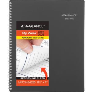 AT-A-GLANCE Planner 2025-2026 Academic, Weekly & Monthly, 8-1/2" x 11", Large, Monthly Tabs, Flexible Cover, DayMinder, Charcoal (AYC54545)