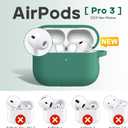 R-fun for AirPods Pro 3 Case (2025), Soft Silicone Protective Case Cover Compatible with Apple AirPods Pro 3rd Generation (USB-C Cable) for Women Men with Cleaning Kit and Keychain, Pine Green