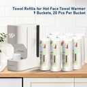 Towel Refills for Hot Face Towel Heater Machine, 180 Pcs Disposable Compressed Face Towels for Smart Towel Warmer, 9 Buckets, 20 Pcs Per Bucket