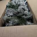 7 FT Pre-Lit Slim Christmas Tree Flocked Decoration with Pine Needles & Lights