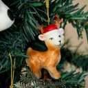 DIHOclub Set for 6 Cute Animal Christmas Ornaments with Gift Boxes, Hand-Painted Ceramic Animal Hanging Pendants for Christmas Tree and Home Decorations