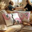 Trendy Preppy Pink Lucky 8 Ball Pillow Covers 18x18, Preppy Room Decor, Trendy Leopard Print 8 Ball Boots Decorative Throw Pillow Covers for Girls Bedroom Dorm Apartment, Set of 2