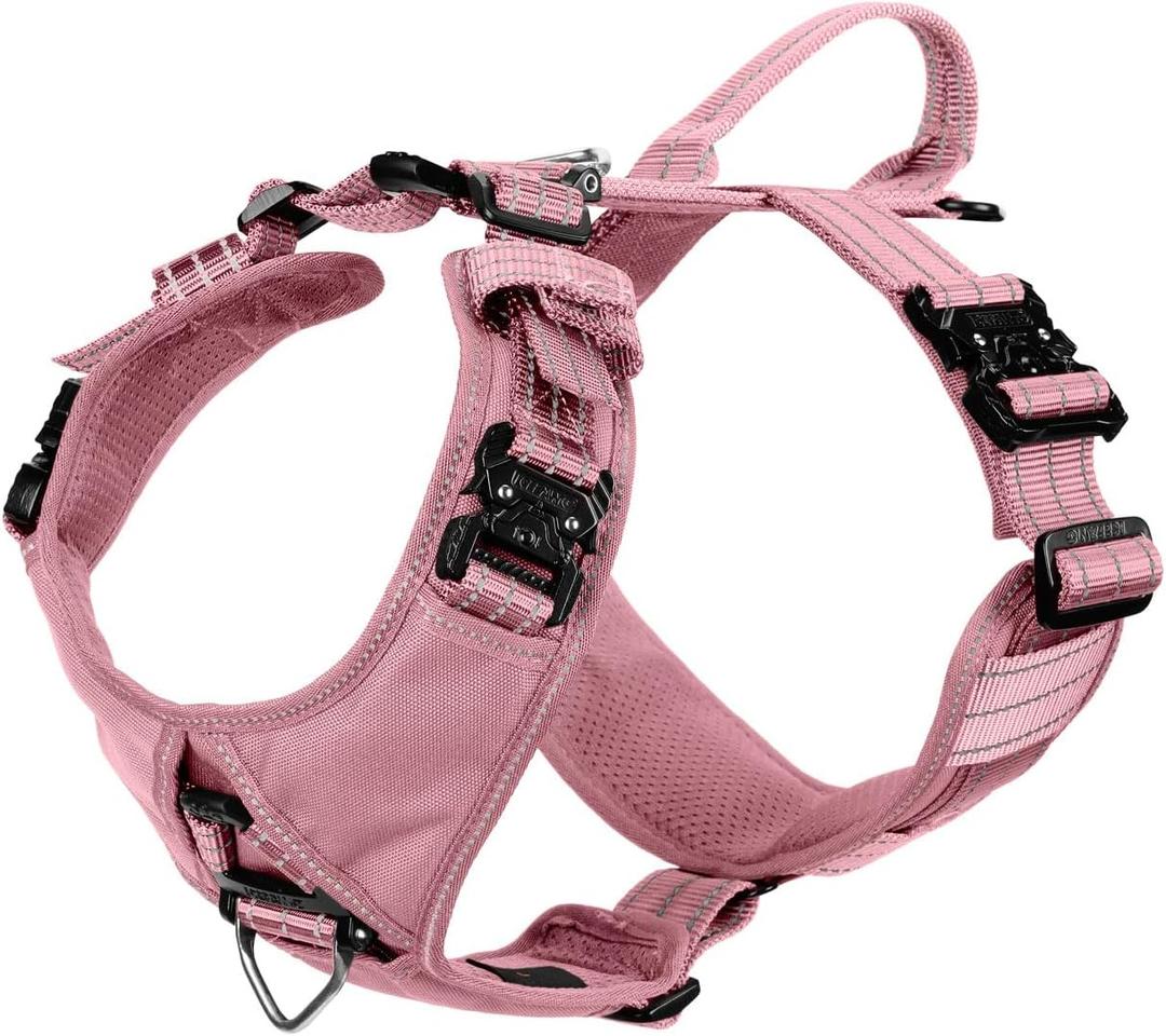 ICEFANG Dog Strap Harness with All-Metal Hardware,for X-Large Sized Dog,K9 Vest,Y-Shape Soft Padding,Adjustable Pet Harness,No-Pull Front Leash Clip (X-Large (Pack of 1), Pink)