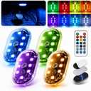 4Pcs Magnetic LED Interior Car Lights 8 Colors RGB Wireless Ambient Lighting with Remote & Touch Control, USB Rechargeable Portable Strobe Nightlight for Footwell Door Dash Glove Box Car Truck SUV