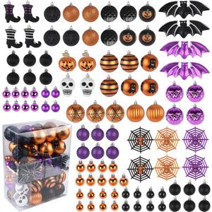 100Pcs Halloween Hanging Ball Ornaments, Ornaments Tree Decorations, Shatterproof Plastic Balls for Cute Holiday Party Indoor Home Decor (100Pcs) (100pack)