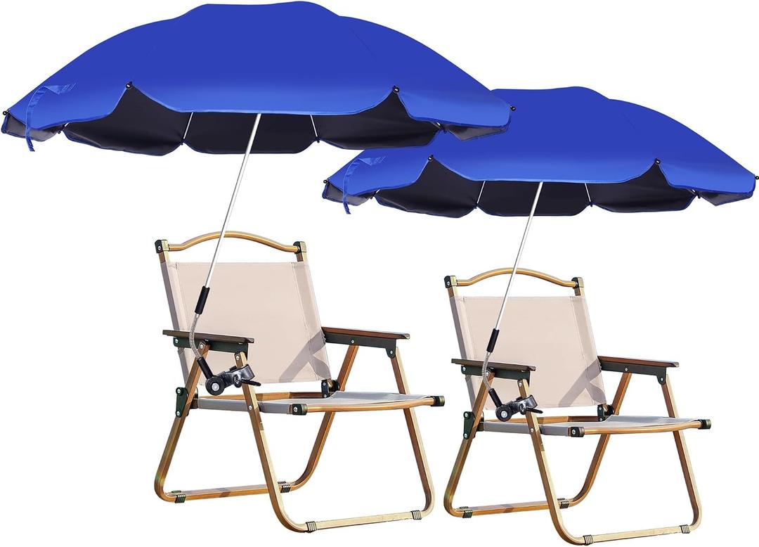 Blissun 2 Pack Chair Umbrella with Clamp, Adjustable Umbrellas for Chair, UPF50+ Sun Shade Umbrella for Beach Chair, Wheelchair, Camping Chair, Patio Chair, Golf Carts, Royal Blue