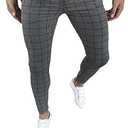 Men's Fashion Stretch Dress Pants Slim Fit Plaid Skinny Long Pants Casual Business Golf Dress Pants Size XL