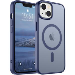 SUPFINE Magnetic for iPhone 14 Case & iPhone 13 Case (Compatible with MagSafe) (Military Grade Drop Protection) Slim Translucent Matte Shockproof Phone Cover,Lavender Gray