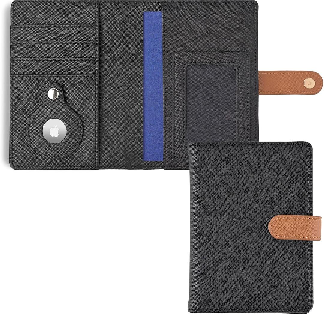 The Passport Wallet - Premium Travel Passport Wallet and Cover with Secure Magnetic Strap, Multiple Card Slots, & Concealed AirTag Slot- Ideal for International Travelers - Black
