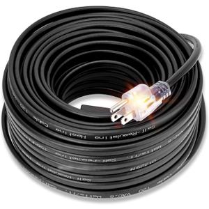 60FT Roof & Gutter Heat Cable, 8W/FT Heat Tape for Roof and Gutters with 20PCS Clips & Spacers, Self Regulating Ice Dam Heating Cable, Snow De-Icing Kit for Pipe Freeze Prevention, 120V, LED Plug