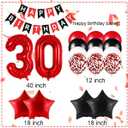 Happy 30th Birthday Decorations For Her Him, Black And Red Happy Birthday Banner, Red 30 Balloon Numbers 40 Inch, 30th Birthday Balloons For Birthday Decorations