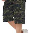 BEST SOUTH Men's Capri Long Twill Cargo Shorts Below Knee 13 Inches Cotton Relaxed Fit Casual Multi-Pocket (38, Army Green Camo)
