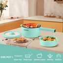 Dezin Hot Pot Electric, 2L Non-Stick Saut Pan, Rapid Noodles Cooker, Mini Portable Pot for Steak, Egg, Fried Rice, Ramen, Oatmeal, Soup with Power Adjustment & Spatula, College Dorm Room Essential