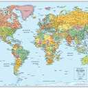 Signature World Wall Map  Paper Rolled (Blue)