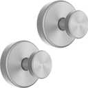 Suction Cup Hooks for Door Wreaths, Vacuum Suction Wreath Hanger for Front Door Window Glass, Bath Robe Looafh Shower Hooks for Inside Shower - 2 Pack, Silver