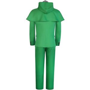 Green Suit Costume for Adult Men Halloween Superhero Jacket with Chain Cloak Pant Superhero Cosplay Outfits Full Set