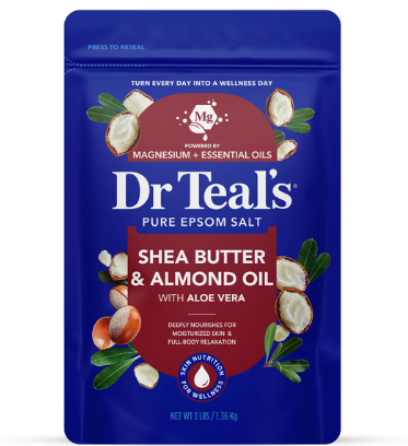 Dr Teal's Epsom Salt Magnesium Soak, Soften & Moisturize with Shea Butter & Almond Oil, 3 lbs (48 Ounce (Pack of 1))