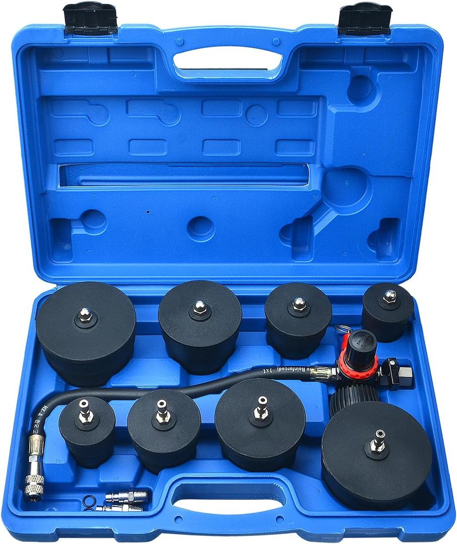 LainKeen Turbo System Leakage Tester Set Turbocharger Turbo Boost Leak Tester with 4 Pairs of Stepped Adapters 1-3/8" - 3-1/2", 9-Piece