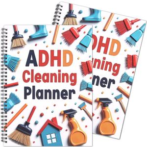 2pcs Adhd Cleaning Planner for Adults Women Teens Adhd Cleaning and Organizing Planner Cleaning Schedule and Checklist Notebook List Daily Weekly Monthly for Home Chore Chart Adhd Daily Planner