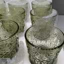 Eaasty Wine Glasses Set of 12 Vintage Goblet 9 oz Vintage Colored Glass Goblet Beverage Stemmed Glass Cups Romantic Embossed Glassware for Wedding Party Holidays Anniversary (Green)