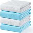 KANECH Washable Underpads 24"x36" (4 Pack), Waterproof Heavy Absorbency Reusable Incontinence Bed Pads for Adults, Elderly, Kids & Pets - Bedwetting Mattress Protector