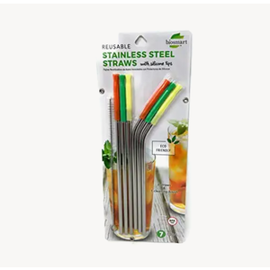 Biosmart Reusable Stainless Steel Straws with Silicone Tip, 1 EA