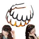 2 Pack Vrose Flosi Fashion Wide Zig Zag Headbands for Women and Men - Plastic Wavy Hair Band with Teeth Comb - Classic 90s Hair Accessories for Face Washing Skin Care Makeup Hair Holder Everyday Use