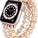 VISOOM Beaded Bracelet Compatible for Apple Watch Band 40mm/38mm/41mm/42mm Series 11 10 7 SE Series 6/5/4 Women Fashion Cute Handmade Elastic Stretchy Watch Strap for iWatch Bands Series 3/2/1