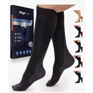 Compression Socks for Women & Men (20-30 mmHg) Support for Travel, Nurses, Pregnancy, Shin Splints, Sports and Everyday Wear L-XL