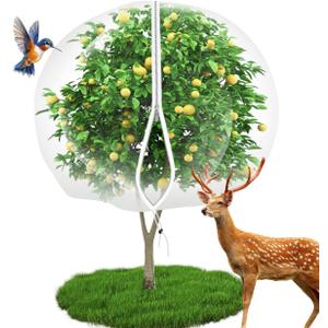 10'x14' Large Fruit Tree Netting for Squirrels and Birds with Drawstring, Insect Bird Netting Pest Barrier for Garden Protection (White)