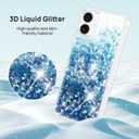Liquid Glitter Case for Samsung Galaxy A07 4G, Flowing Sparkle Quicksand Design Bling Glitter Clear Case for Women, Soft TPU Shockproof Girly Case, Blue