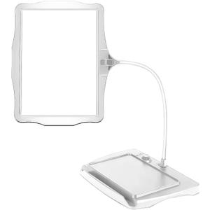 10X Desktop Magnifying Glass with lamp 360 Adjustable Flexible Gooseneck Table lamp Removable Desktop Stand for Headlights, Suitable for Reading, Repair, Crafts and Close Work-White