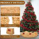 Rattan Christmas Tree Collar - 42in Rustic Farmhouse Style, Hand-Woven Natural Fiber Base with Bow, Large Tree Skirt for Holiday Decor, Fits 6-8ft Trees & Conceals Stand