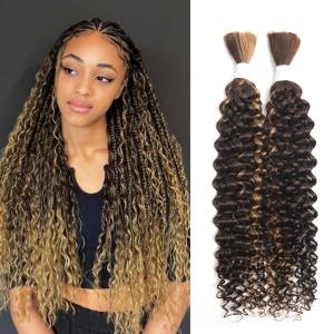 4/30 Human Braiding Hair Water Wave Bulk Human Hair for Braiding Bohemian Knotless 2 Bundles 100g 28inch No Weft 10A Brazilian Virgin Hair Extensions Curly Bulk Human Hair for Boho Braids