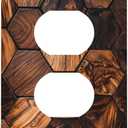 Dark Honeycomb Wood Hexagon Brown Wood Grain Print Outlet Covers 1 Gang Duplex Light Switch Cover Decorative Switch Plates Electrical Receptacle Faceplate Wall Plate for Farmhouse Home Decor