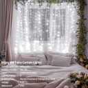 300 LED Curtain Lights Battery Operated, 2Pack 10ftx10ft Battery Power Fairy Curtain String Lights with Remote Timer, for Outside Patio Backdrop Indoor Bedroom Wedding Decor Cool White