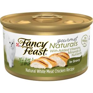Purina Fancy Feast Wet Cat Food Gourmet Naturals White Meat Chicken Recipe in Wet Cat Food Gravy - (Pack of 12) 3 oz. Cans