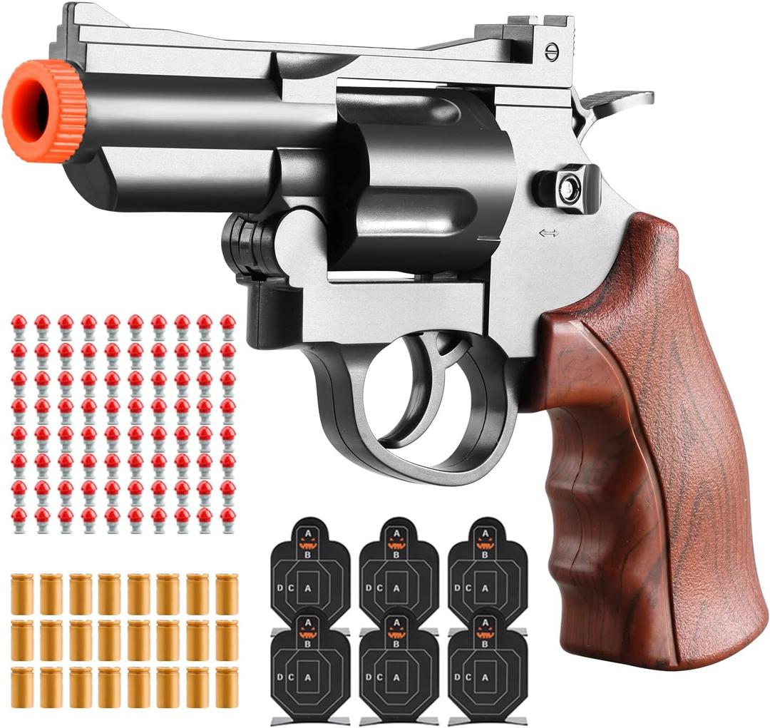 Revolver Toy Gun Pistol, Soft Bullet Toy Foam Pistol with 80 Bullets for Kids