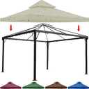 Simplebrand  3x3.75 Gazebo Canopy Replacement Covers 2 Tier Waterproof with Air Vented Top for Outdoor Pergola Patio Oxford Cloth(Top Only)