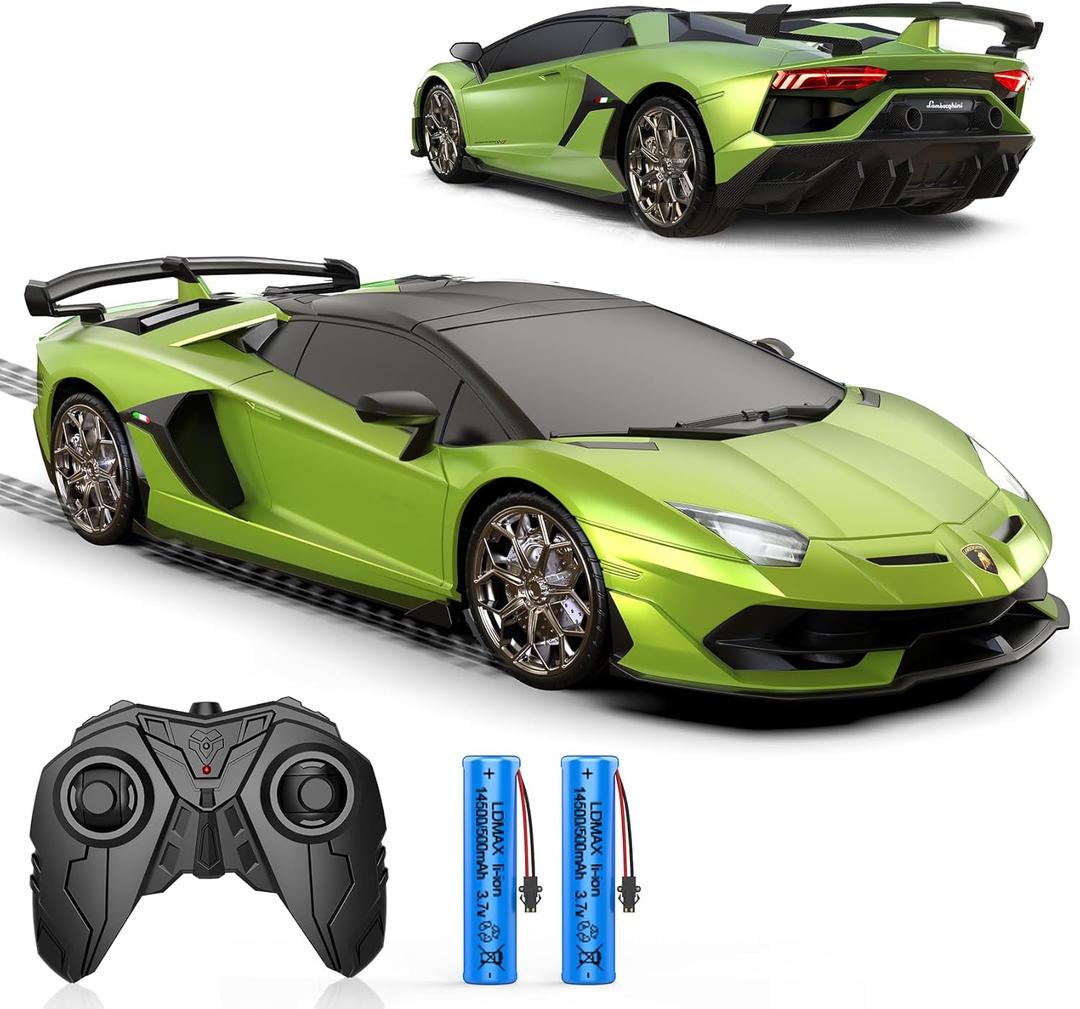 Remote Control Car for Lamborghini, Officially Licensed 1:16 Scale Lambo Hobby Rc Cars with Headlight, 2.4GHz Race Car Toys for Boy Girl 4-12 Years Old, 12Km/h, Birthday Gift (Green)