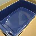 IRIS USA Cat Litter Box XX-Large Open Top with High Sided Walls Tall Scatter Shield Scoop Included Easy Clean Plastic Pan for Big Cats Kittens Multi-Cat Households 30"L x 20"W x 14"H Navy
